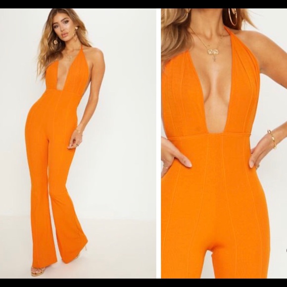 tight orange jumpsuit